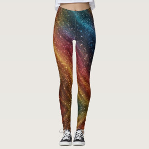 Kosmischer Regenbogen Irisierender Glitzer Leggings