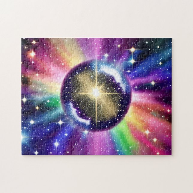 Kosmischer Regenbogen Rainbow Rund um die Disco Sh Puzzle (Horizontal)