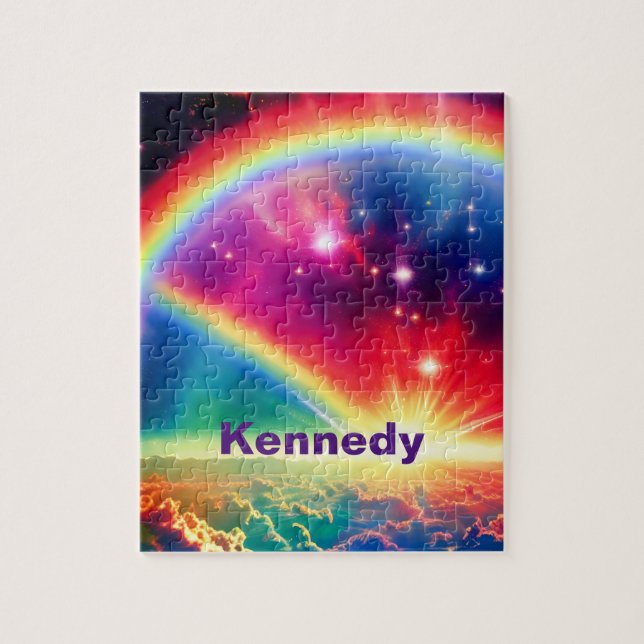 Kosmischer Regenbogen über Fantasy-Indigowolkensze Puzzle (Vertikal)