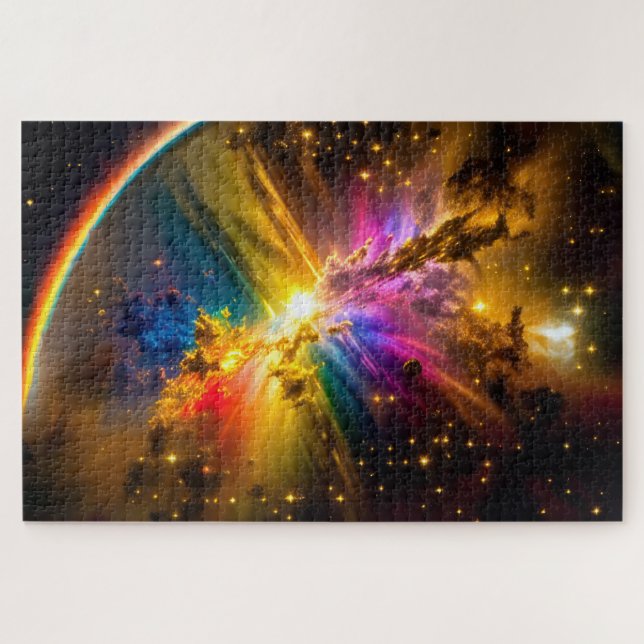 Kosmischer Regenbogen über Indidigo Cloud Storm Sp Puzzle (Horizontal)