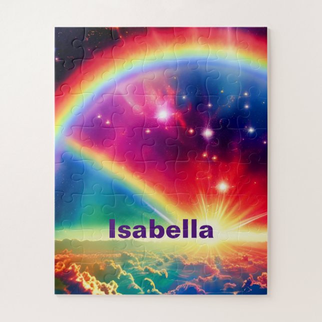 Kosmischer Regenbogen über mystische Indigowolkens Puzzle (Vertikal)