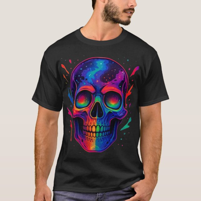 Kosmischer Regenbogenschädel T-Shirt (Vorderseite)