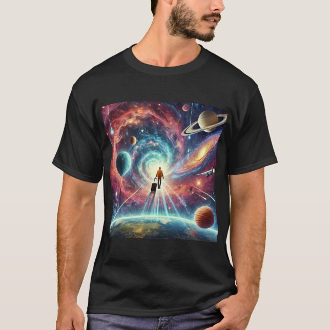 Kosmischer Reisender im Weltraum T-Shirt (Vorderseite)
