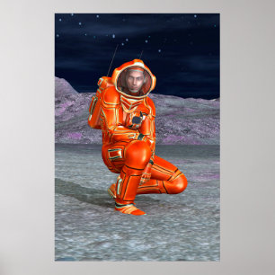 Kosmischer Reisender Surrealer Planet Landschaftsk Poster
