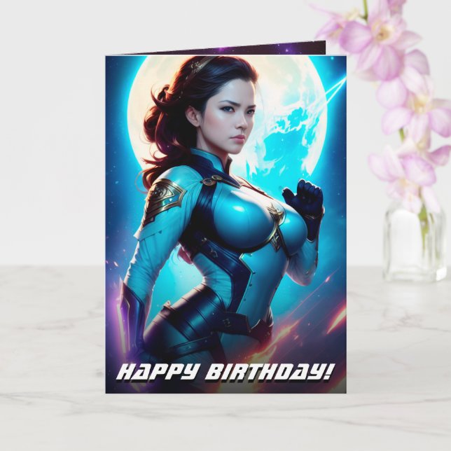 Kosmischer Retro 50er Jahre Sci-Fi Nova Space Rang Karte (Orchidee)