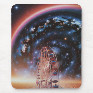 Kosmischer Riesenrad unter einer Neon-Galaxie Mousepad