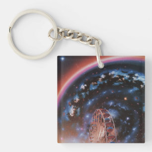  Kosmischer Riesenrad unter einer Neon-Galaxie  Schlüsselanhänger
