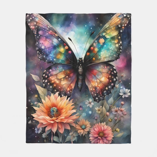 Kosmischer Schmetterling Fleecedecke (Vorderseite)