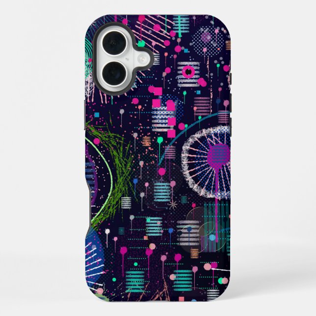 Kosmischer Schneesturm: Abstrakte Maximalismus-Kun iPhone Hülle (Rückseite)