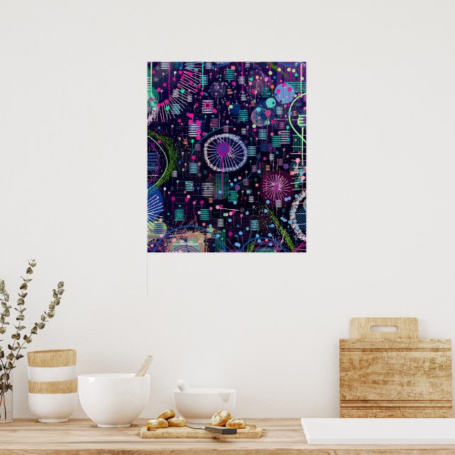 Kosmischer Schneesturm: Abstrakte Maximalismus-Kun Poster (Küche)
