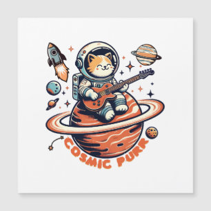 Kosmischer Schnurrer - Astro-Gitarrist-Katze Magnetkarte
