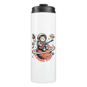 Kosmischer Schnurrer - Astro-Gitarrist-Katze Thermosbecher