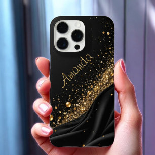 kosmischer schwarzer Glitzer Muschel iPhone 16 Pro Max Hülle