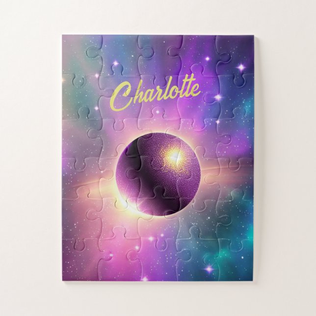 Kosmischer Spaß auf dem Lila Planeten, um das Univ Puzzle (Vertikal)