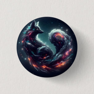 Kosmischer Sternenlicht-Fuchs-Geist-Fantasie-Tier Button