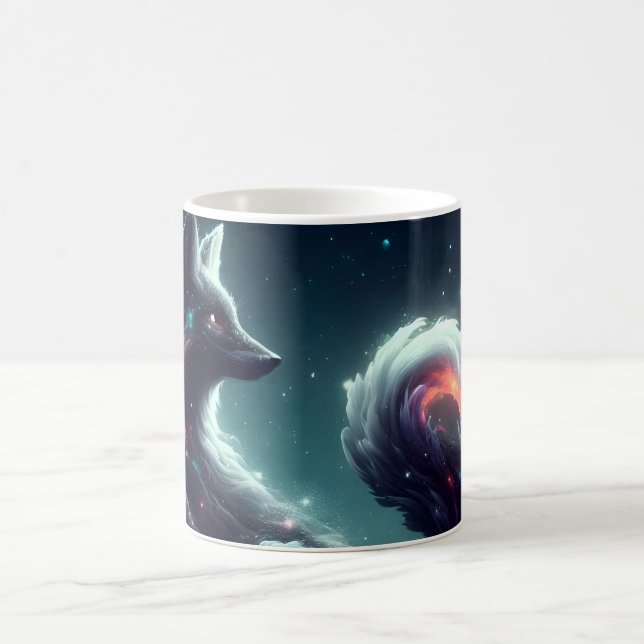 Kosmischer Sternenlicht-Fuchs-Geist-Fantasie-Tier Kaffeetasse (Mittel)
