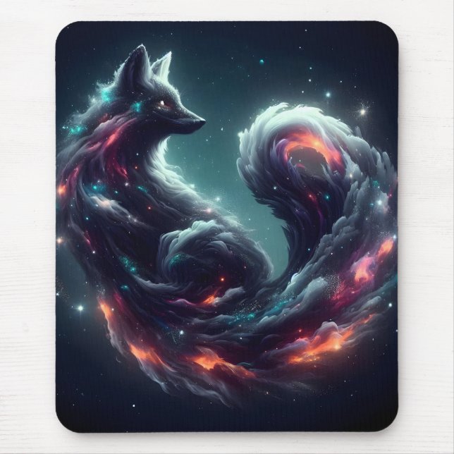 Kosmischer Sternenlicht-Fuchs-Geist-Fantasie-Tier Mousepad (Vorne)
