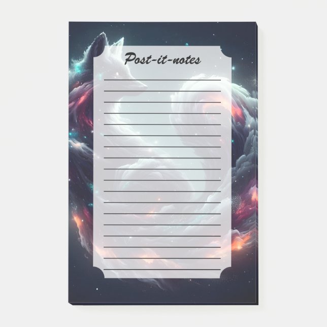 Kosmischer Sternenlicht-Fuchs-Geist-Fantasie-Tier Post-it Klebezettel (Vorderseite)