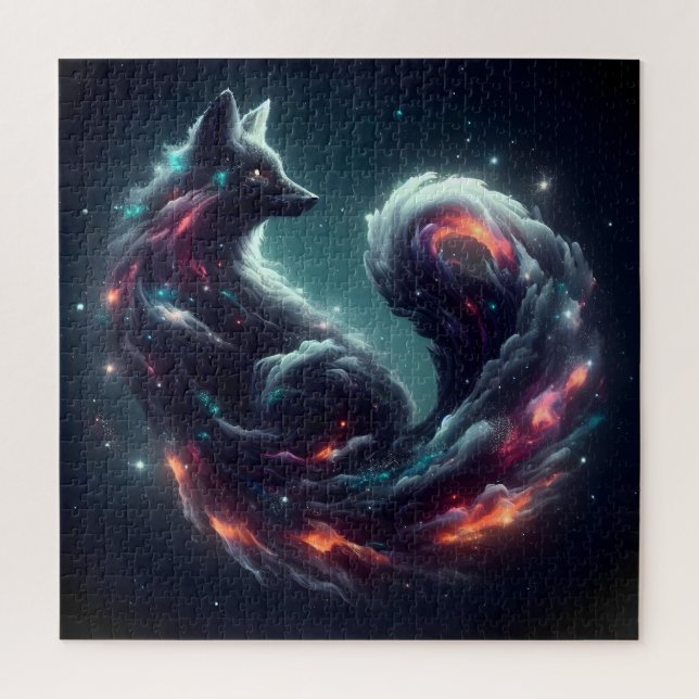 Kosmischer Sternenlicht-Fuchs-Geist-Fantasie-Tier Puzzle (Vertikal)