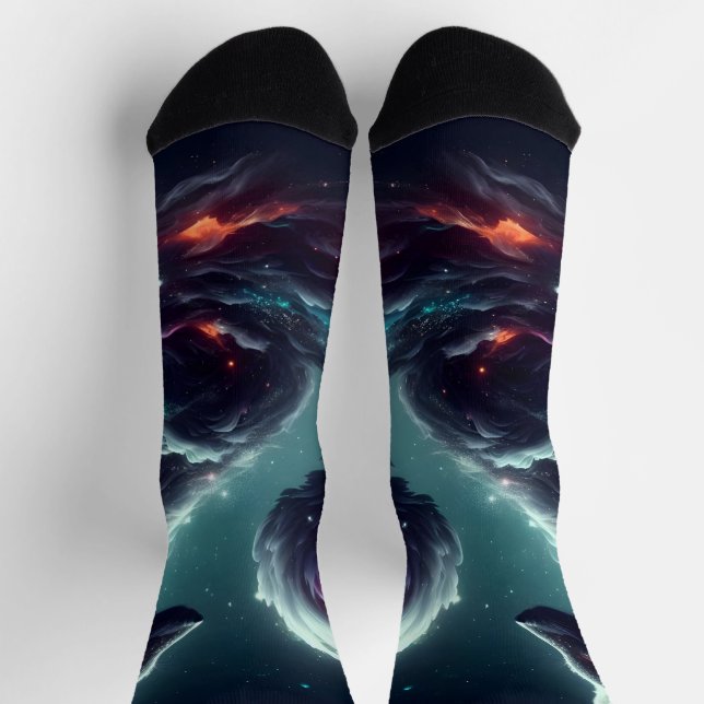 Kosmischer Sternenlicht-Fuchs-Geist-Fantasie-Tier Socken (Oben)