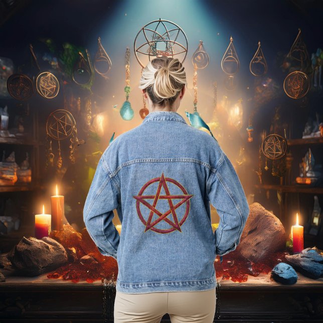 Kosmischer Tanz: Garnet Pentagram Jeansjacke (Von Creator hochgeladen)