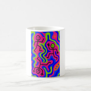 Kosmischer Tanz - Neon Stickmen Tasse