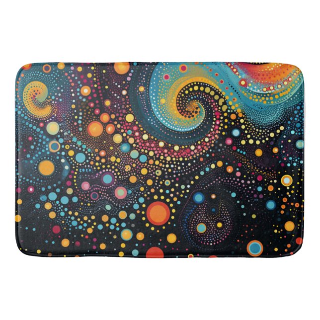 Kosmischer Tanz: Polka Dots in Space Art Badematte (Vorderseite)