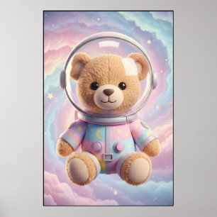 Kosmischer Teddy-Astronaut-Kunstposter Poster