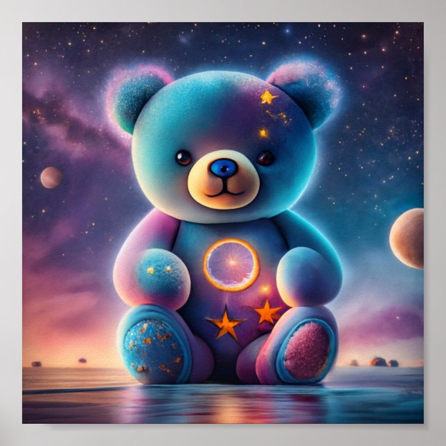 Kosmischer Teddybär Poster (Vorne)