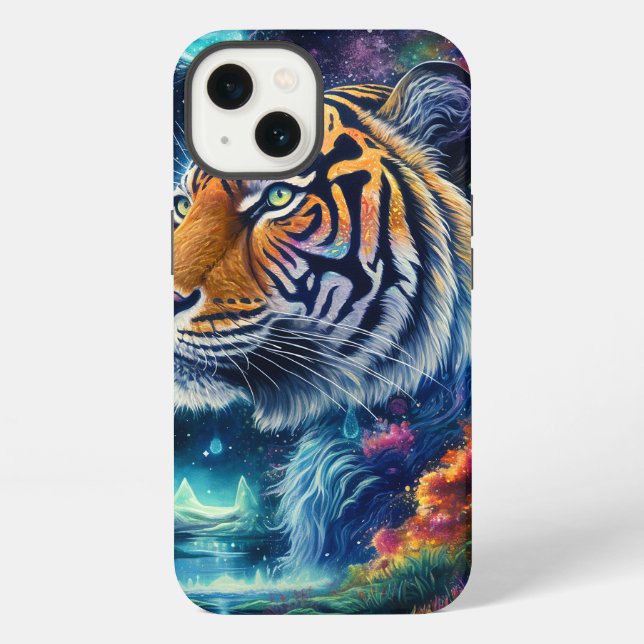 Kosmischer Tiger iPhone Hülle (Rückseite)