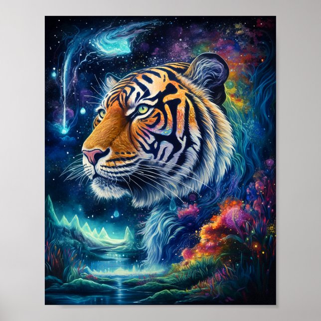 Kosmischer Tiger Poster (Vorne)
