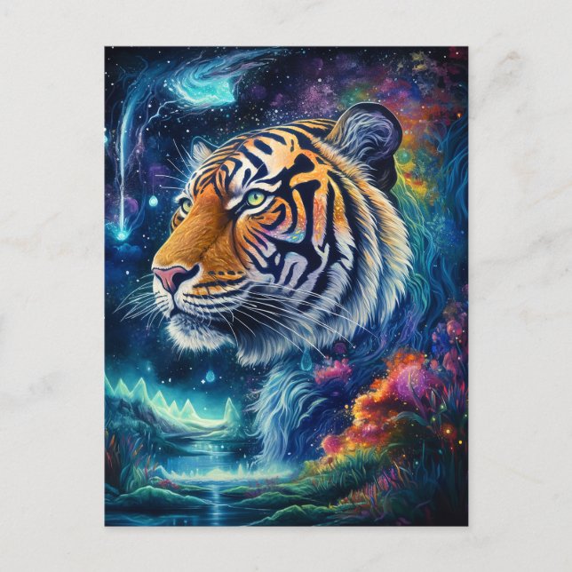 Kosmischer Tiger Postkarte (Vorderseite)