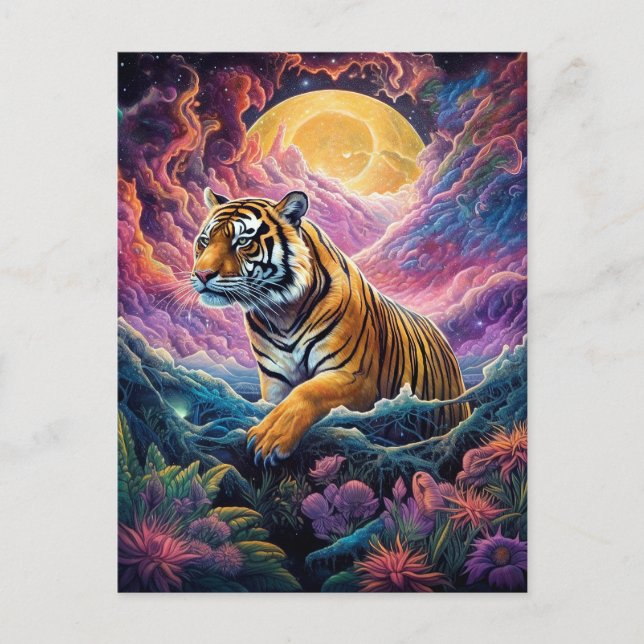 Kosmischer Tiger Postkarte (Vorderseite)