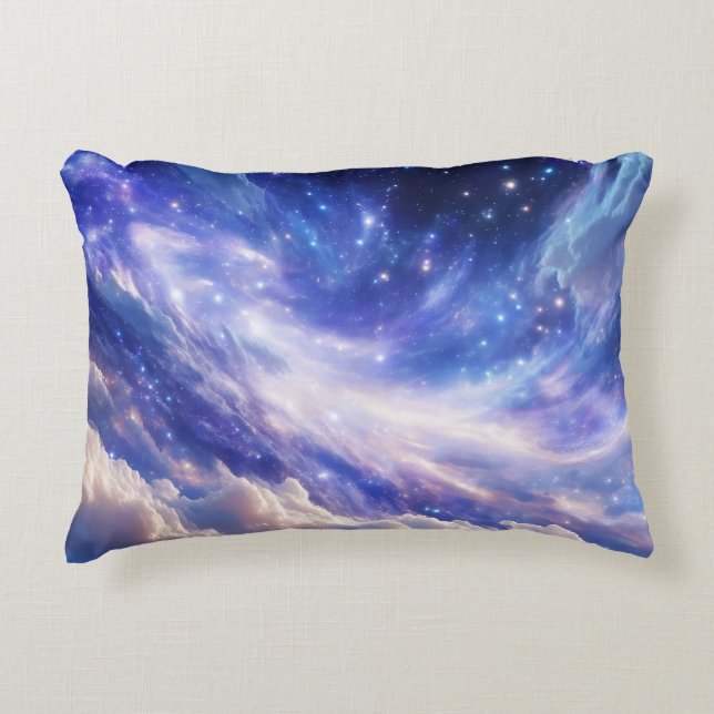 Kosmischer Traum: Wirbelnde Nebel & Sternennacht Dekokissen (Vorderseite)