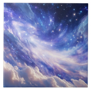 Kosmischer Traum: Wirbelnde Nebel & Sternennacht Fliese