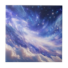 Kosmischer Traum: Wirbelnde Nebel & Sternennacht Fliese