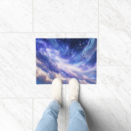 Kosmischer Traum: Wirbelnde Nebel & Sternennacht Fußmatte