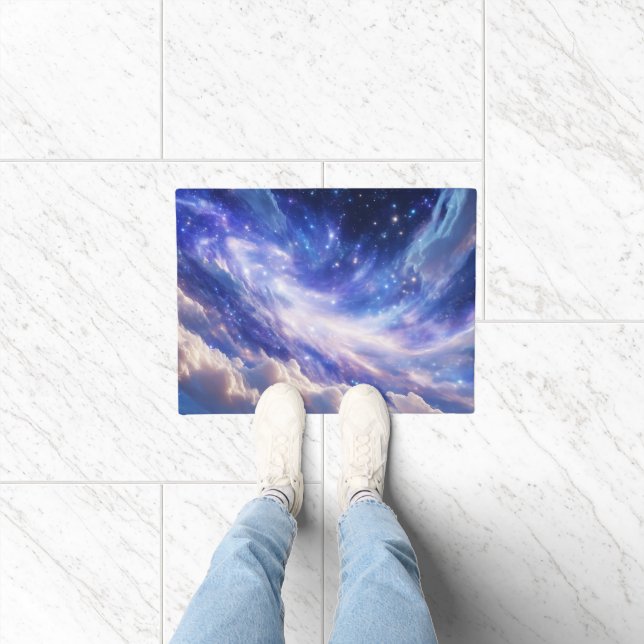 Kosmischer Traum: Wirbelnde Nebel & Sternennacht Fußmatte (Indoor)