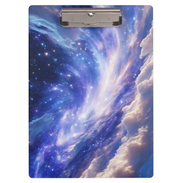 Kosmischer Traum: Wirbelnde Nebel & Sternennacht Klemmbrett (Vorderseite)