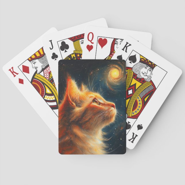 Kosmischer Träumer | Sternengucker-Kater mit Ingwe Spielkarten (Rückseite)