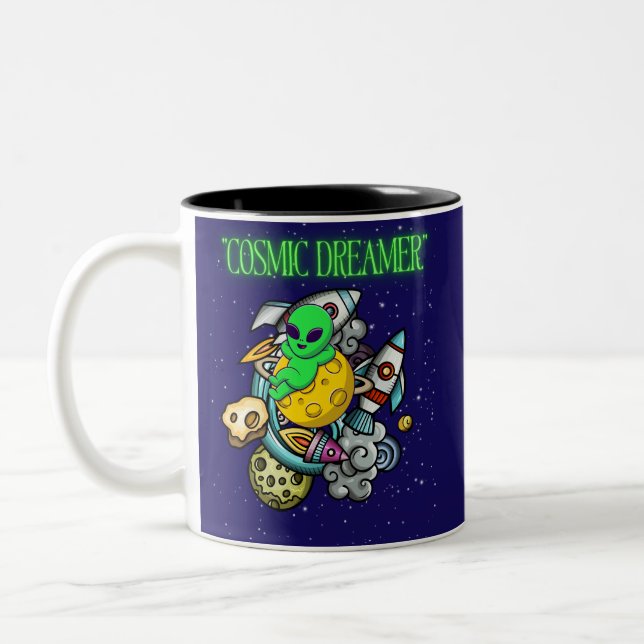 kosmischer Träumer Zweifarbige Tasse (Links)