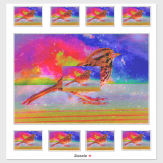 Kosmischer Vogeltraumlandschaft-Kunstprint" Aufkleber