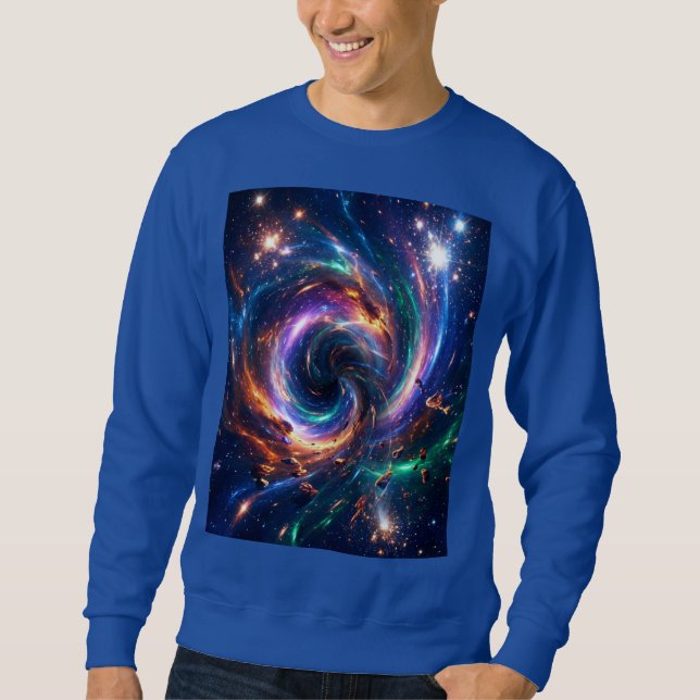 Kosmischer Vortex-Nexus – Abstrakter Weltraum-Pull Sweatshirt (Vorderseite)