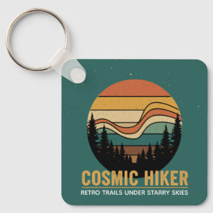 Kosmischer Wanderer Retro 70er Sonnenuntergang Wel Schlüsselanhänger