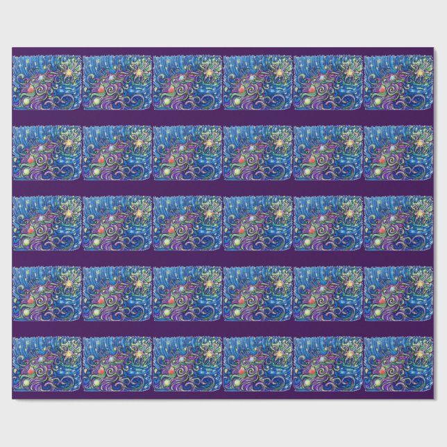 Kosmischer Weihnachtsbaum Geschenkpapier (Flach)