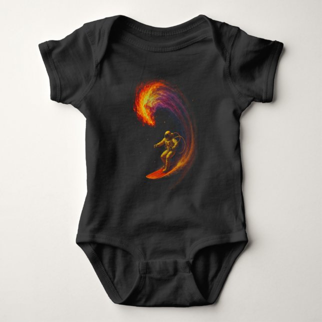 Kosmischer Wellenreiter Baby Strampler (Vorderseite)