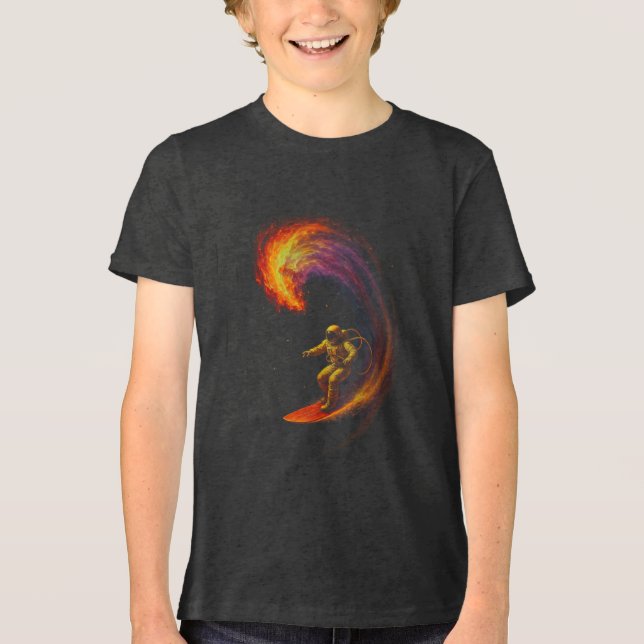 Kosmischer Wellenreiter Tri-Blend Shirt (Vorderseite)
