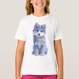 Kosmischer Welpe Watercolor Galaxy Kinder T-Shirt