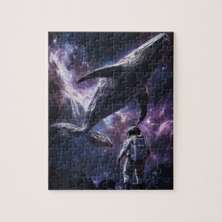 Kosmischer Weltraumwal und Astronaut-Nebel-Jigsaw- Puzzle