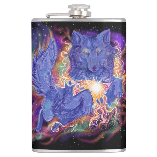 Kosmischer Wolf Flachmann (Vorderseite)